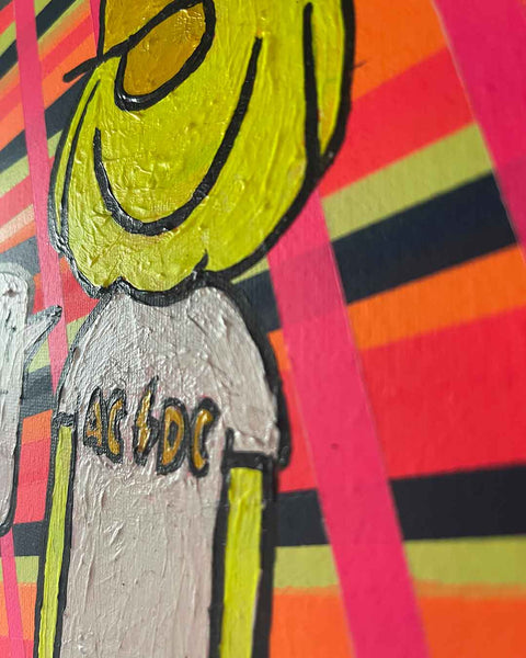 Can't Adult Today Painting by Barrie J Davies, Mixed media on Canvas, 20 cm x 20 cm, Unframed and ready to hang.