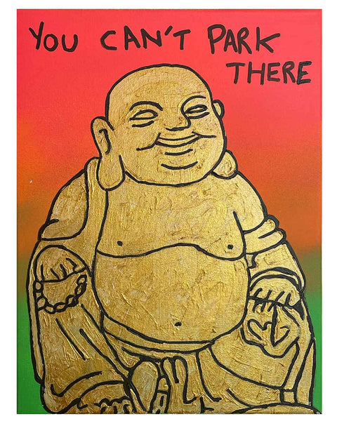 No Parking Painting by Barrie J Davies, Mixed media on Canvas, 30cm x 40cm, Unframed and ready to hang.