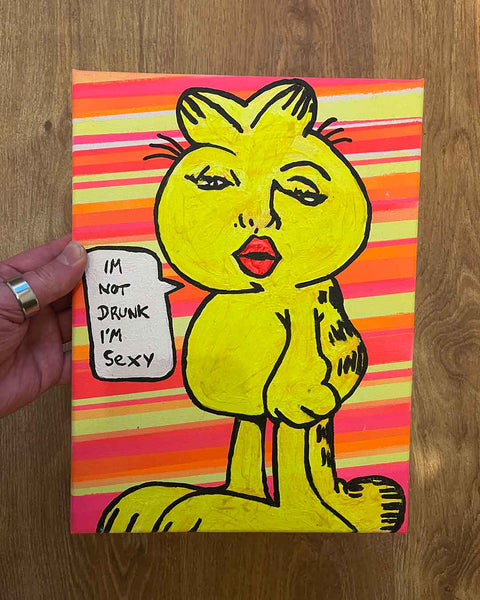 Not Drunk Painting by Barrie J Davies, Mixed media on Canvas, 21 cm x 29 cm, Unframed and ready to hang.