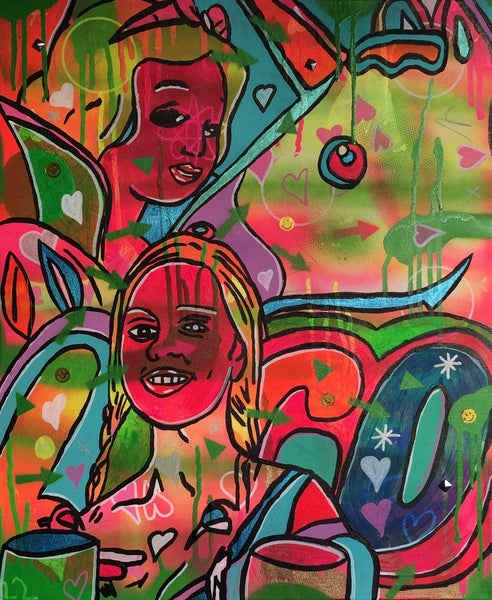 Bath Bomb by Barrie J Davies 2015, mixed media on canvas, 50cm x 60cm, unframed. Barrie J Davies is an Artist - Psychedelic pop surreal street art inspired Artist based in Brighton England UK - Paintings, Prints & Editions available.