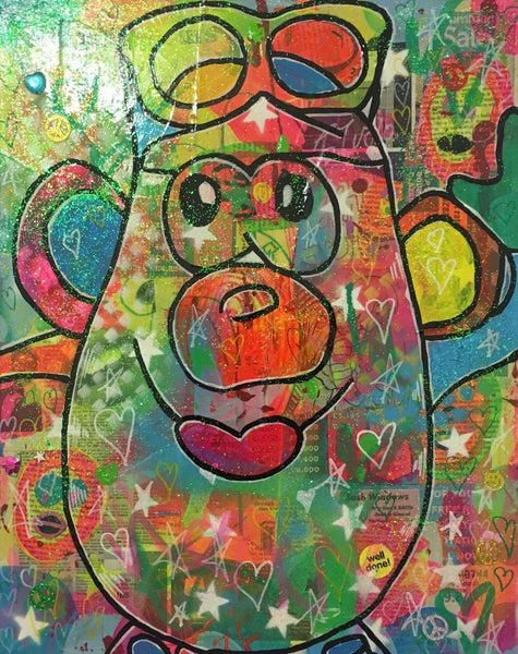 Best foot forward by Barrie J Davies 2017, Mixed media painting on canvas, 40cm x 50cm, unframed. Barrie J Davies is an Artist - Pop Art and Street art inspired Artist based in Brighton England UK - Pop Art Paintings, Street Art Prints & Editions available.