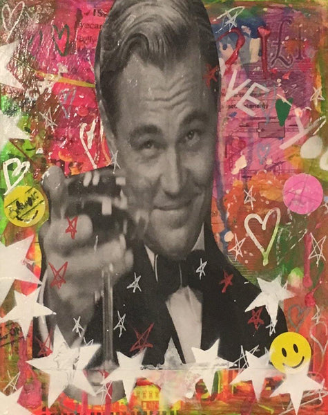 Cheers by Barrie J Davies 2018, mixed media on canvas, 20cm x 25cm, unframed. Barrie J Davies is an Artist - Pop Art and Street art inspired Artist based in Brighton England UK - Pop Art Paintings, Street Art Prints & Editions available.