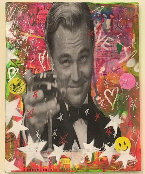 Cheers by Barrie J Davies 2018, mixed media on canvas, 20cm x 25cm, unframed. Barrie J Davies is an Artist - Pop Art and Street art inspired Artist based in Brighton England UK - Pop Art Paintings, Street Art Prints & Editions available.
