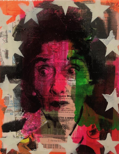 Disco dotty by Barrie J Davies 2019, Mixed media on Canvas, 20cm x 25cm, Unframed. Barrie J Davies is an Artist - Pop Art and Street art inspired Artist based in Brighton England UK - Pop Art Paintings, Street Art Prints & Editions available.