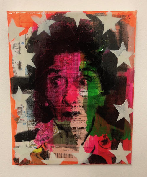 Disco dotty by Barrie J Davies 2019, Mixed media on Canvas, 20cm x 25cm, Unframed. Barrie J Davies is an Artist - Pop Art and Street art inspired Artist based in Brighton England UK - Pop Art Paintings, Street Art Prints & Editions available.