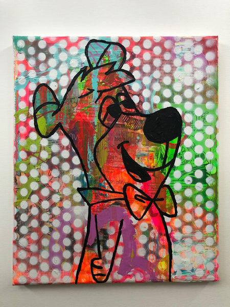 Dotty Boo Boo by Barrie J Davies 2019, mixed media on canvas, 25cm x 30 cm, unframed. Barrie J Davies is an Artist - Pop Art and Street art inspired Artist based in Brighton England UK - Pop Art Paintings, Street Art Prints & Editions available.