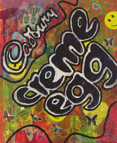 Eggs eleven by Barrie J Davies 2019, Mixed media on Canvas, 30cm x 25cm, Unframed. Barrie J Davies is an Artist - Pop Art and Street art inspired Artist based in Brighton England UK - Pop Art Paintings, Street Art Prints & Editions available.