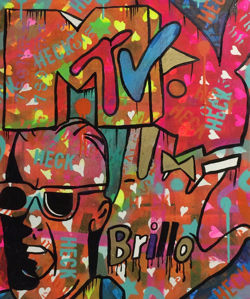 Electric Dreams Short Circuit by Barrie J Davies 2015, mixed media on canvas, 50cm x 60cm, unframed. Barrie J Davies is an Artist - Psychedelic pop surreal street art inspired Artist based in Brighton England UK - Paintings, Prints & Editions available.