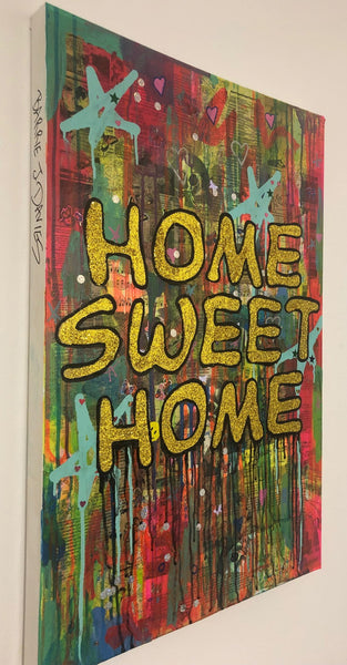 Home Sweet Home by Barrie J Davies 2019, mixed media on canvas, Unframed, 50cm x 75cm. Barrie J Davies is an Artist - Pop Art and Street art inspired Artist based in Brighton England UK - Pop Art Paintings, Street Art Prints & Editions available.