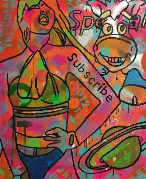 Its dark in cyberspace by Barrie J Davies 2015, Mixed media on Canvas, 50cm x 60cm, Unframed. Barrie J Davies is an Artist - Pop Art and Street art inspired Artist based in Brighton England UK - Pop Art Paintings, Street Art Prints & Editions available.