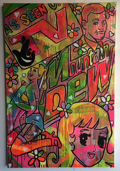 Lady Luck by Barrie J Davies 2015, mixed media on canvas 60cm x 80cm, Unframed. Barrie J Davies is an Artist - Pop Art and Street art inspired Artist based in Brighton England UK - Pop Art Paintings, Street Art Prints & Editions available.