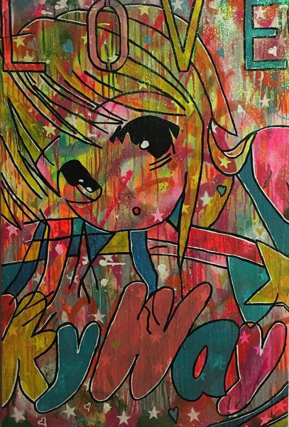 Little fluffy clouds by Barrie J Davies 2016 mixed media on canvas 50cm x 80cm, Unframed. Barrie J Davies is an Artist - Urban Pop Art and Street art inspired Artist based in Brighton England UK - Pop Art Paintings, Street Art Prints & collectables.  Edit alt text