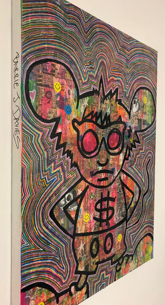 Mandy Mouse by Barrie J Davies 2019, mixed media on canvas, Unframed, 60cm x 80cm. Barrie J Davies is an Artist - Urban Pop Art and Street art inspired Artist based in Brighton England UK - Pop Art Paintings, Street Art Prints & collectables.
