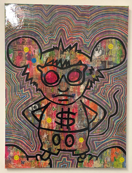 Mandy Mouse by Barrie J Davies 2019, mixed media on canvas, Unframed, 60cm x 80cm. Barrie J Davies is an Artist - Urban Pop Art and Street art inspired Artist based in Brighton England UK - Pop Art Paintings, Street Art Prints & collectables.