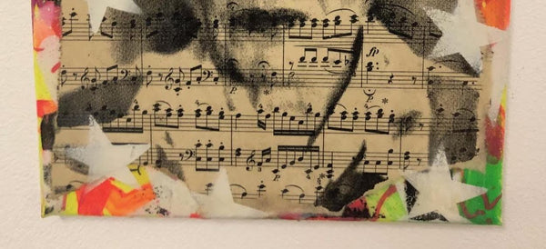 Name that dotty tune by Barrie J Davies 2019, Mixed media on Canvas, 20cm x 25cm, Unframed. Barrie J Davies is an Artist - Pop Art and Street art inspired Artist based in Brighton England UK - Pop Art Paintings, Street Art Prints & Editions available.