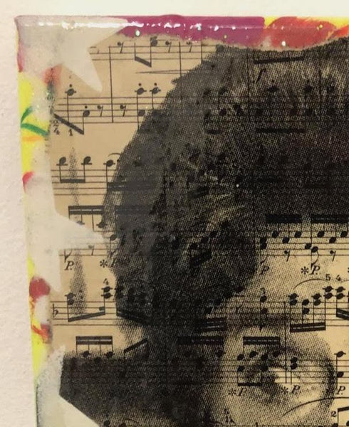 Name that dotty tune by Barrie J Davies 2019, Mixed media on Canvas, 20cm x 25cm, Unframed. Barrie J Davies is an Artist - Pop Art and Street art inspired Artist based in Brighton England UK - Pop Art Paintings, Street Art Prints & Editions available.