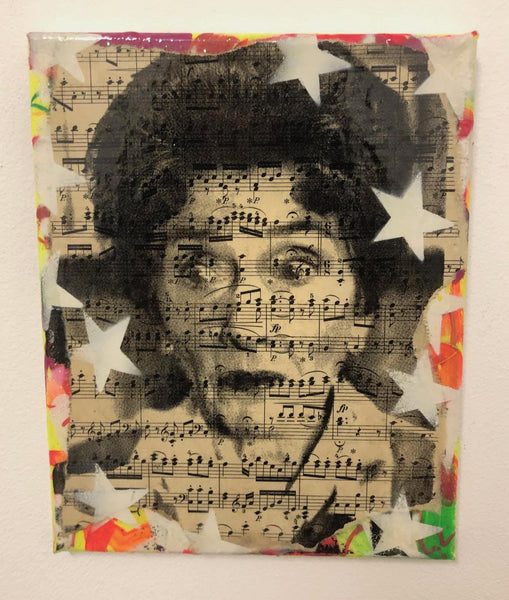 Name that dotty tune by Barrie J Davies 2019, Mixed media on Canvas, 20cm x 25cm, Unframed. Barrie J Davies is an Artist - Pop Art and Street art inspired Artist based in Brighton England UK - Pop Art Paintings, Street Art Prints & Editions available.