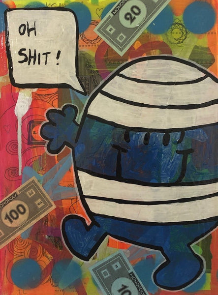 Oh Shit Painting by Barrie J Davies 2020, mixed media on canvas, unframed, 30cm x 40cm.