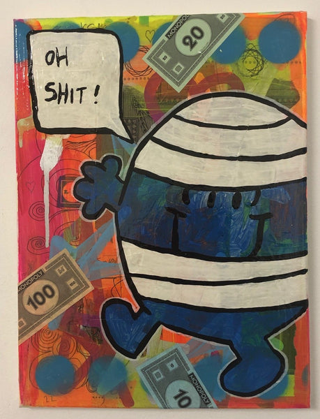 Oh Shit Painting by Barrie J Davies 2020, mixed media on canvas, unframed, 30cm x 40cm.