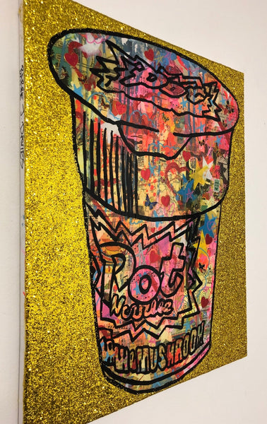 Pop noodle 2 by Barrie J Davies 2019, mixed media on canvas, unframed, 40cm x 49cm. Barrie J Davies is an Artist - Pop Art and Street art inspired Artist based in Brighton England UK - Pop Art Paintings, Street Art Prints & Editions available.