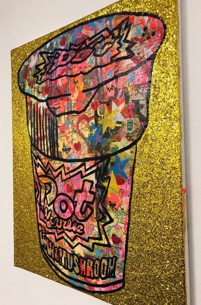 Pop noodle 2 by Barrie J Davies 2019, mixed media on canvas, unframed, 40cm x 49cm. Barrie J Davies is an Artist - Pop Art and Street art inspired Artist based in Brighton England UK - Pop Art Paintings, Street Art Prints & Editions available.