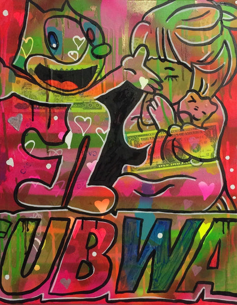Queen of life by Barrie J Davies 2015, Mixed media on Canvas, 30cm x 40cm, Unframed. Barrie J Davies is an Artist - Pop Art and Street art inspired Artist based in Brighton England UK - Pop Art Paintings, Street Art Prints & Editions available.