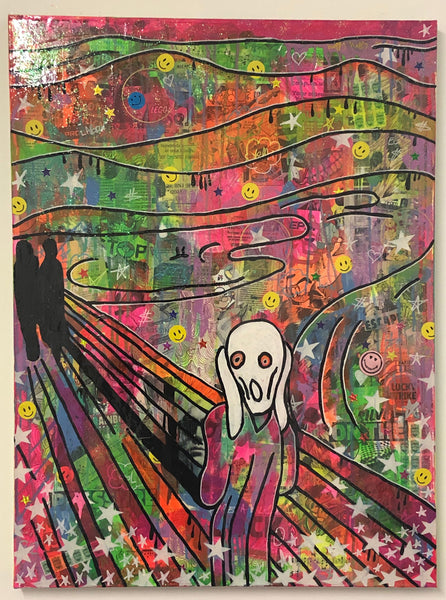Screamadelica by Barrie J Davies 2019, mixed media on canvas, Unframed, 60cm x 80cm. Barrie J Davies is an Artist - Pop Art and Street art inspired Artist based in Brighton England UK - Pop Art Paintings, Street Art Prints & Editions available.
