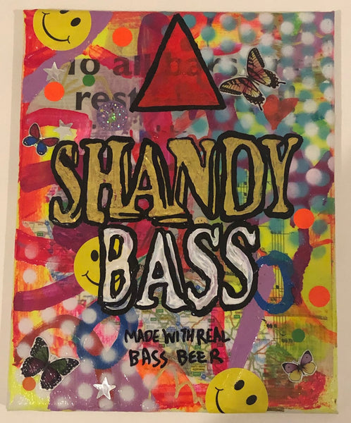 Shandy! by Barrie J Davies 2019, Mixed media on Canvas, 20cm x 25cm, Unframed. Barrie J Davies is an Artist - Pop Art and Street art inspired Artist based in Brighton England UK - Pop Art Paintings, Street Art Prints & Editions available.