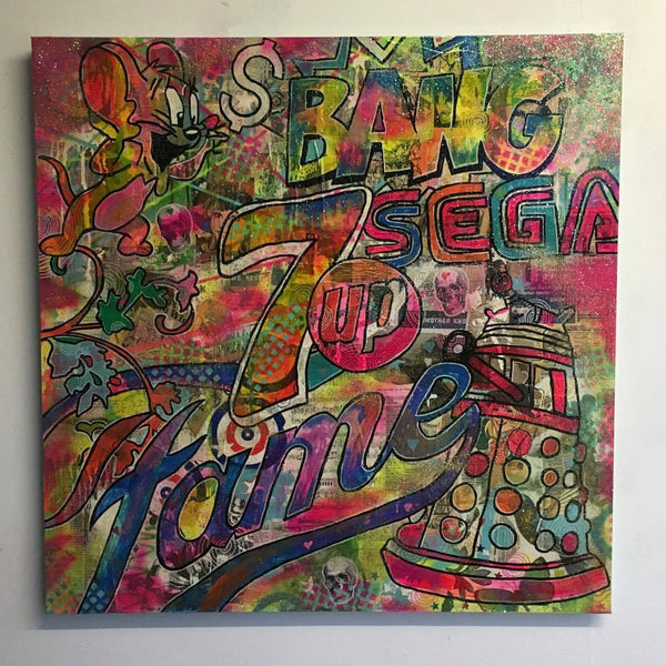 Shine like a star by Barrie J Davies 2016, mixed media on canvas 90cm x 90cm, Unframed. Barrie J Davies is an Artist - Pop Art and Street art inspired Artist based in Brighton England UK - Pop Art Paintings, Street Art Prints & Editions available.