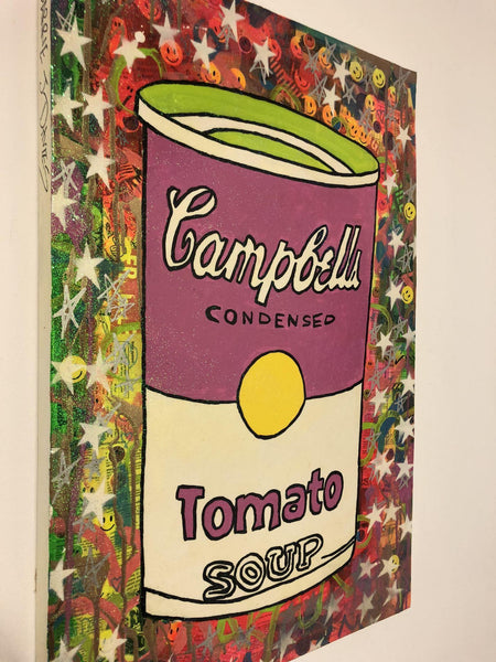 Soup and Roll by Barrie J Davies 2018, Mixed media on canvas, 60cm x 80cm, Unframed. Barrie J Davies is an Artist - Pop Art and Street art inspired Artist based in Brighton England UK - Pop Art Paintings, Street Art Prints & Editions available.