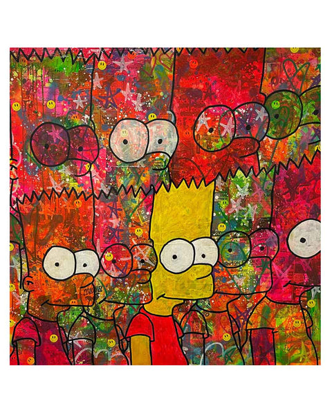 Bartism Painting by Barrie J Davies, Mixed media on Canvas, 100cm x 100cm, Unframed and ready to hang.