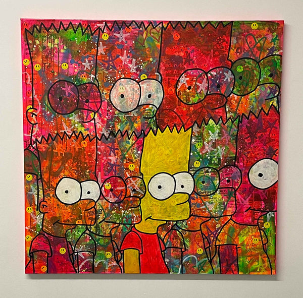 Bartism Painting by Barrie J Davies, Mixed media on Canvas, 100cm x 100cm, Unframed and ready to hang.