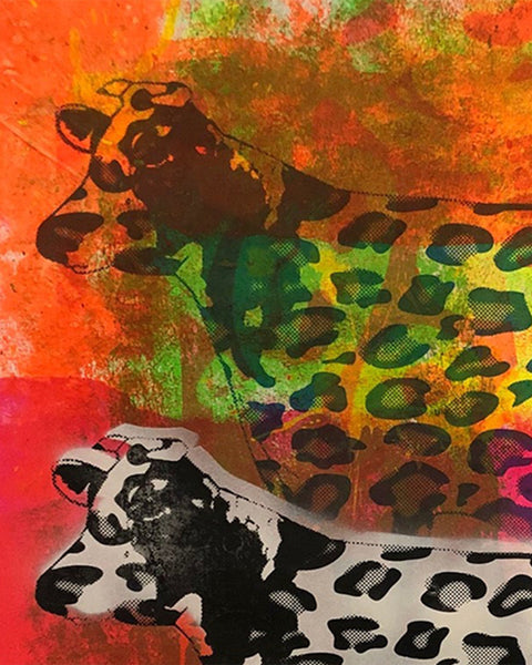 Crazy Cow Pop Art Print by Barrie J Davies, unframed Silkscreen print on paper (hand finished) edition of 1/1 - A2 size 42cm x 59.4cm.