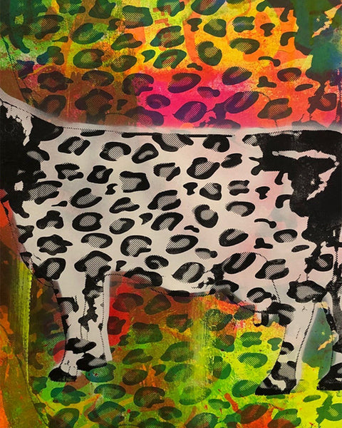 Crazy Cow Pop Art Print by Barrie J Davies, unframed Silkscreen print on paper (hand finished) edition of 1/1 - A2 size 42cm x 59.4cm.