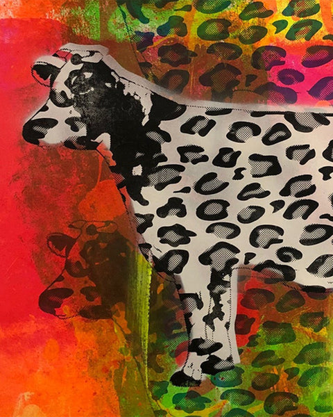 Crazy Cow Pop Art Print by Barrie J Davies, unframed Silkscreen print on paper (hand finished) edition of 1/1 - A2 size 42cm x 59.4cm.