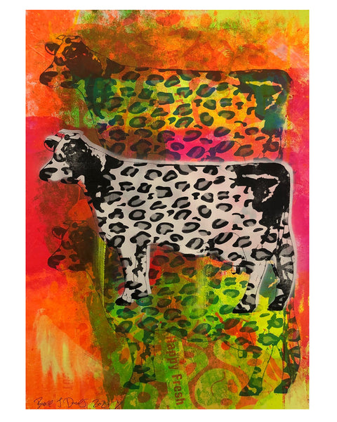 Crazy Cow Pop Art Print by Barrie J Davies, unframed Silkscreen print on paper (hand finished) edition of 1/1 - A2 size 42cm x 59.4cm.