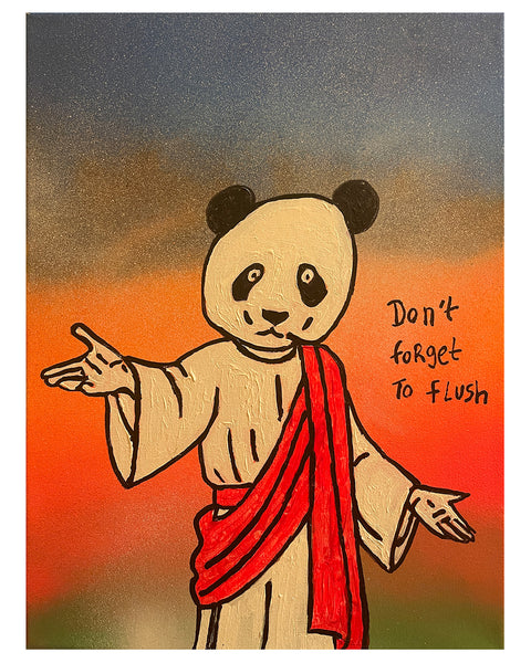 Don't forget to flush Painting by Barrie J Davies, Mixed media on Canvas, 40 cm x 30 cm, Unframed and ready to hang.