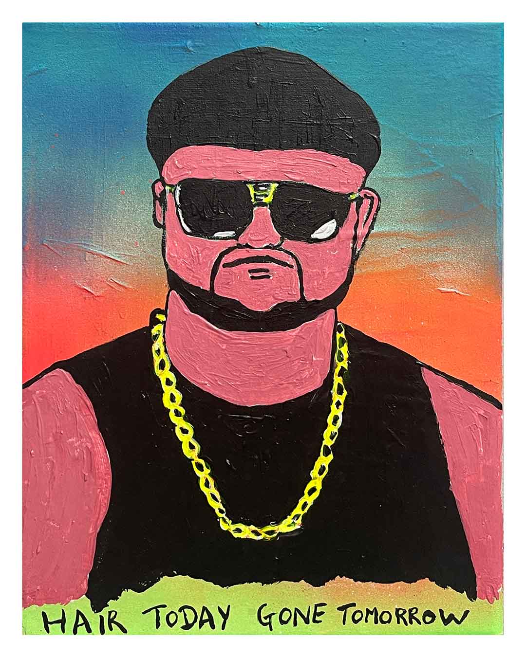 Ibiza Final Boss Painting by Barrie J Davies, Mixed media on Canvas, 23 cm x 30 cm, Unframed and ready to hang.