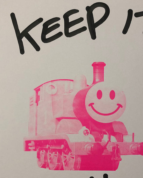 Keep it Pink Happy Trip Print by Barrie J Davies - unframed Silkscreen print on paper (hand finished) edition of 1/1 - A2 size 42cm x 59.4cm.