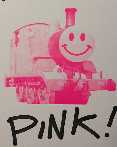 Keep it Pink Happy Trip Print by Barrie J Davies - unframed Silkscreen print on paper (hand finished) edition of 1/1 - A2 size 42cm x 59.4cm.