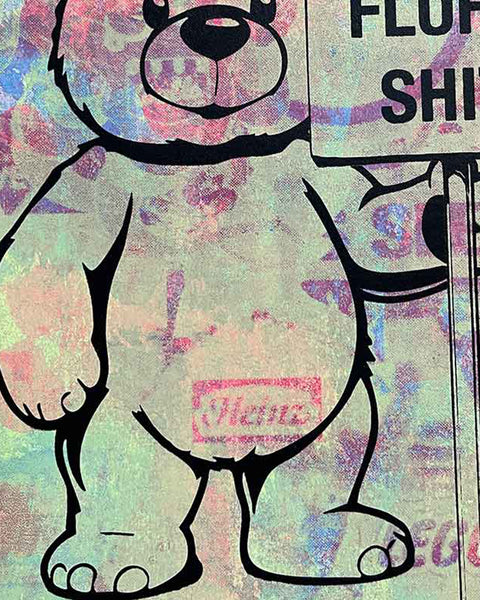 Washed Pink Fluffy Print by Barrie J Davies, unframed Silkscreen print on paper (hand finished) edition of 1/1, A4 size 21 cm x 29.7 cm.