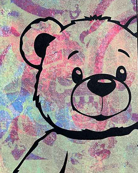 Washed Pink Fluffy Print by Barrie J Davies, unframed Silkscreen print on paper (hand finished) edition of 1/1, A4 size 21 cm x 29.7 cm.