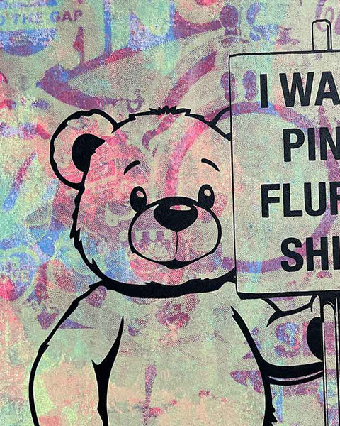 Washed Pink Fluffy Print by Barrie J Davies, unframed Silkscreen print on paper (hand finished) edition of 1/1, A4 size 21 cm x 29.7 cm.