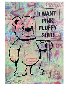 Washed Pink Fluffy Print by Barrie J Davies, unframed Silkscreen print on paper (hand finished) edition of 1/1, A4 size 21 cm x 29.7 cm.