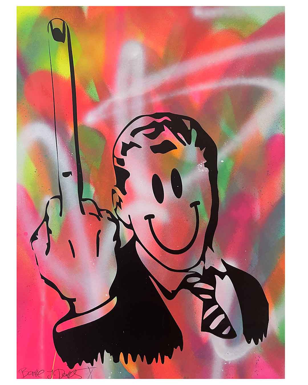 Acid Giving It The Finger Print by Barrie J Davies, unframed Silkscreen print on paper (hand finished) edition of 1/1 - A3 size 29.7cm x 42.0 cm.