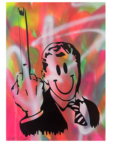Acid Giving It The Finger Print by Barrie J Davies, unframed Silkscreen print on paper (hand finished) edition of 1/1 - A3 size 29.7cm x 42.0 cm.