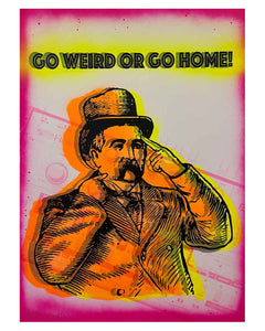 Acid Weird Print by Barrie J Davies, Unframed Original Silkscreen print on paper (hand finished), edition of 1/1 A3 size 29cm x 42cm.