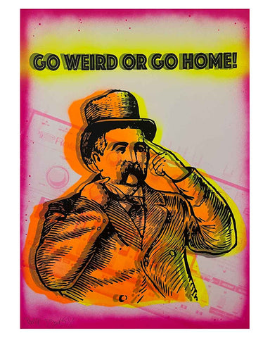 Acid Weird Print by Barrie J Davies, Unframed Original Silkscreen print on paper (hand finished), edition of 1/1 A3 size 29cm x 42cm.