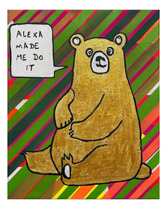 Alexa Painting by Barrie J Davies 2024, Mixed media on Canvas, 21 cm x 29 cm, Unframed and ready to hang.