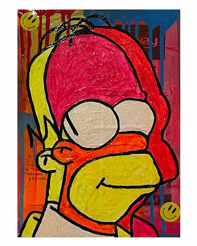 Any Colour You Like Painting by Barrie J Davies 2023, Mixed media on Canvas, 21cm x 29cm, Unframed and ready to hang.